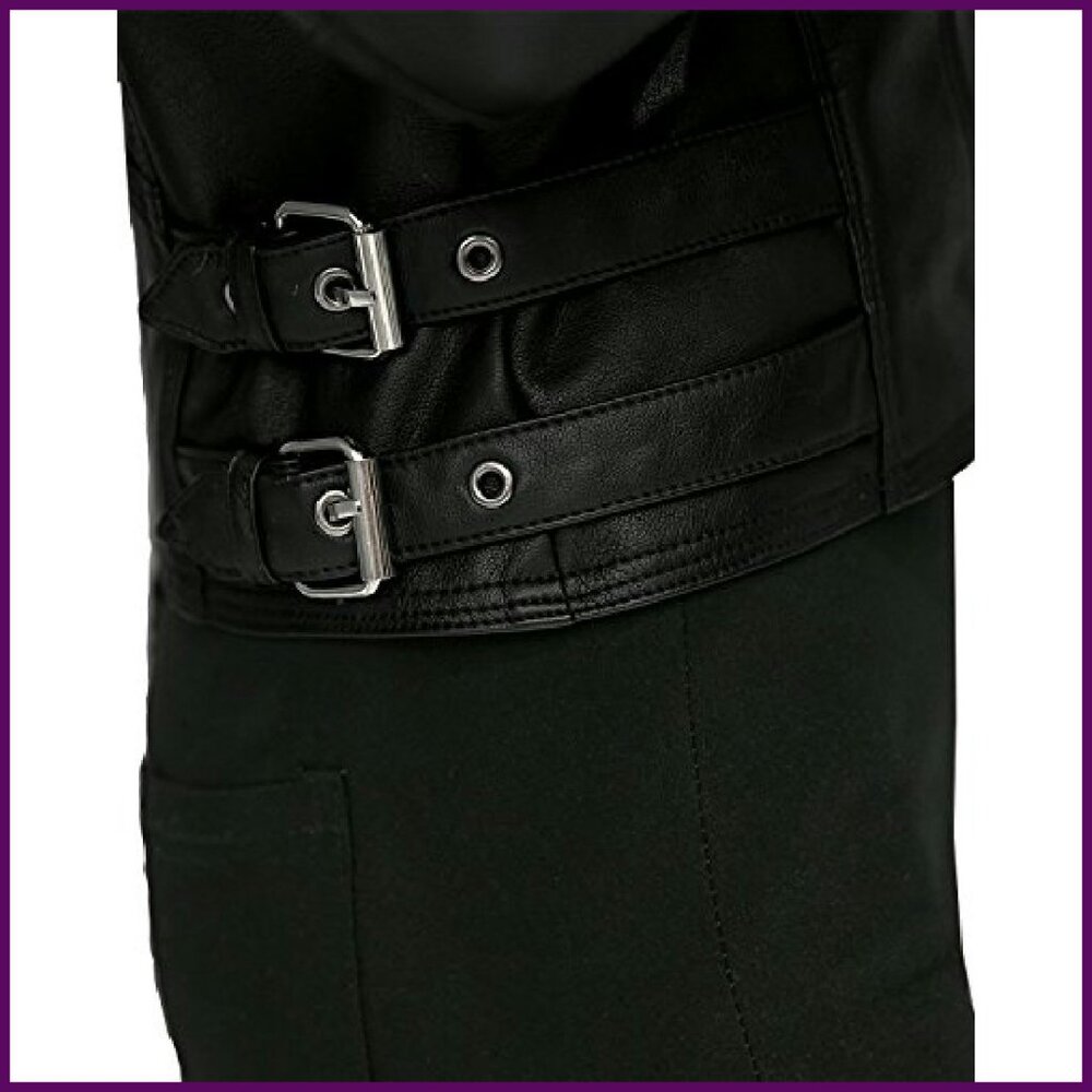 Faux Leather Bomber Jacket Patchwork Punk Moto Bi… - image 6